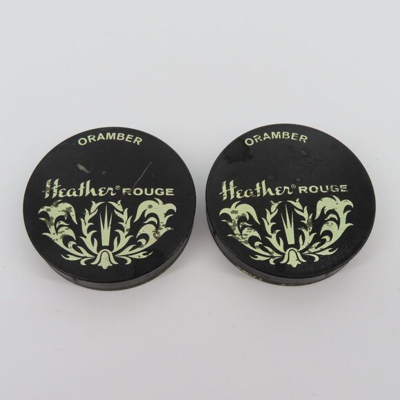 Vintage Oramber Heather Rouge Lot of 2 Pot Face Blush .2oz Makeup Metal Tin - Picture 5 of 9